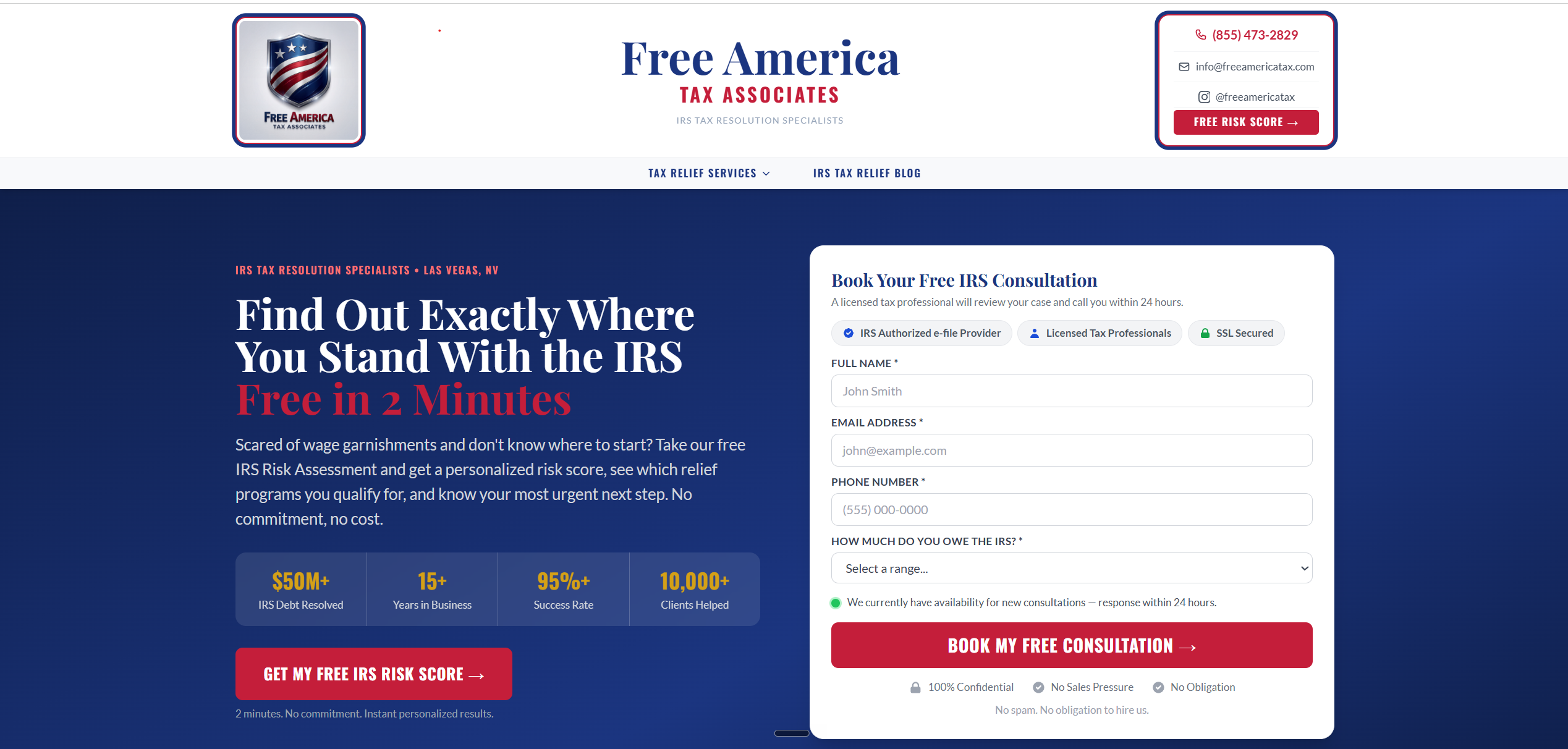 Free America Tax website, rebuilt by Webbynd