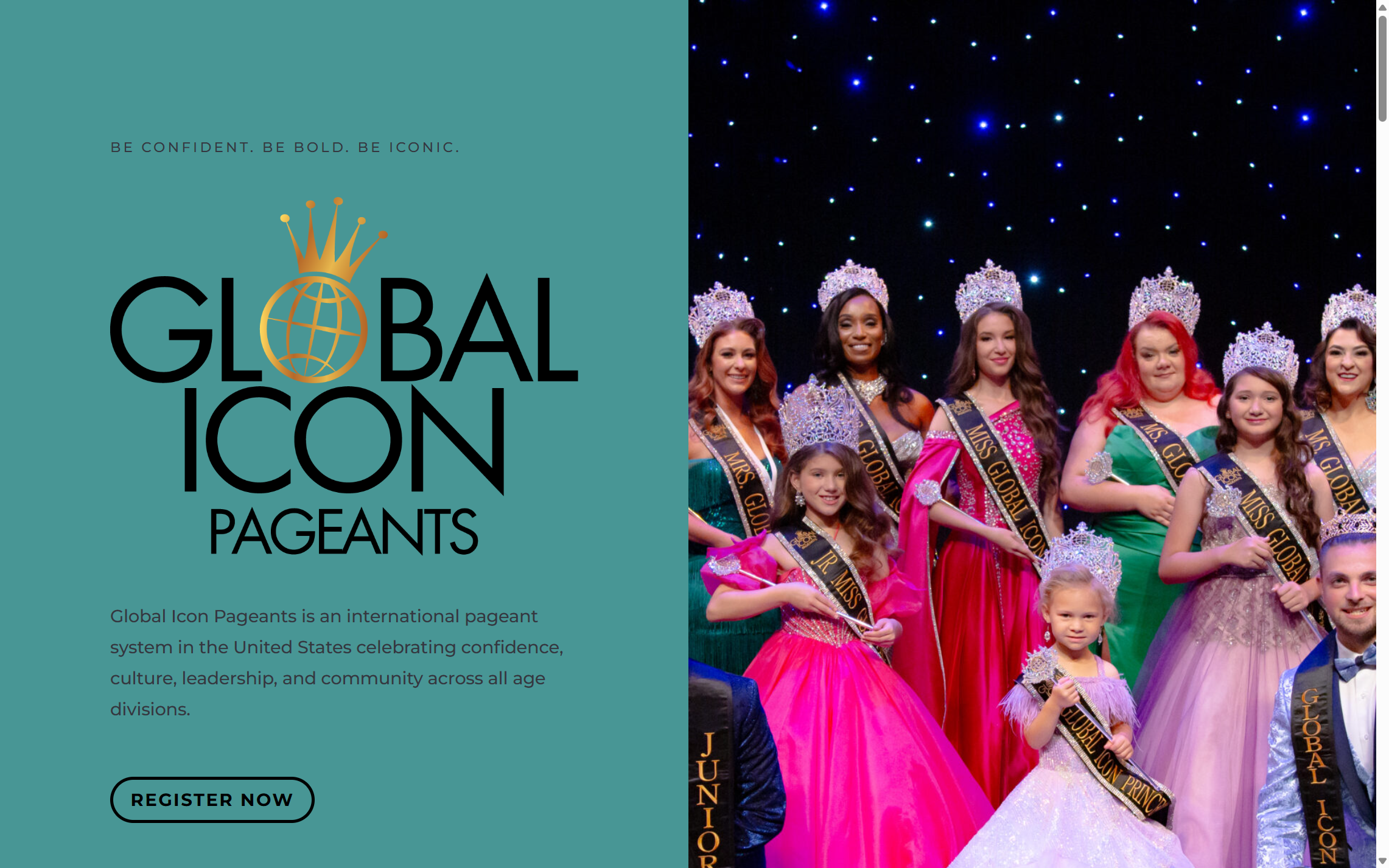 Global Icon Pageants website before the Webbynd rebuild